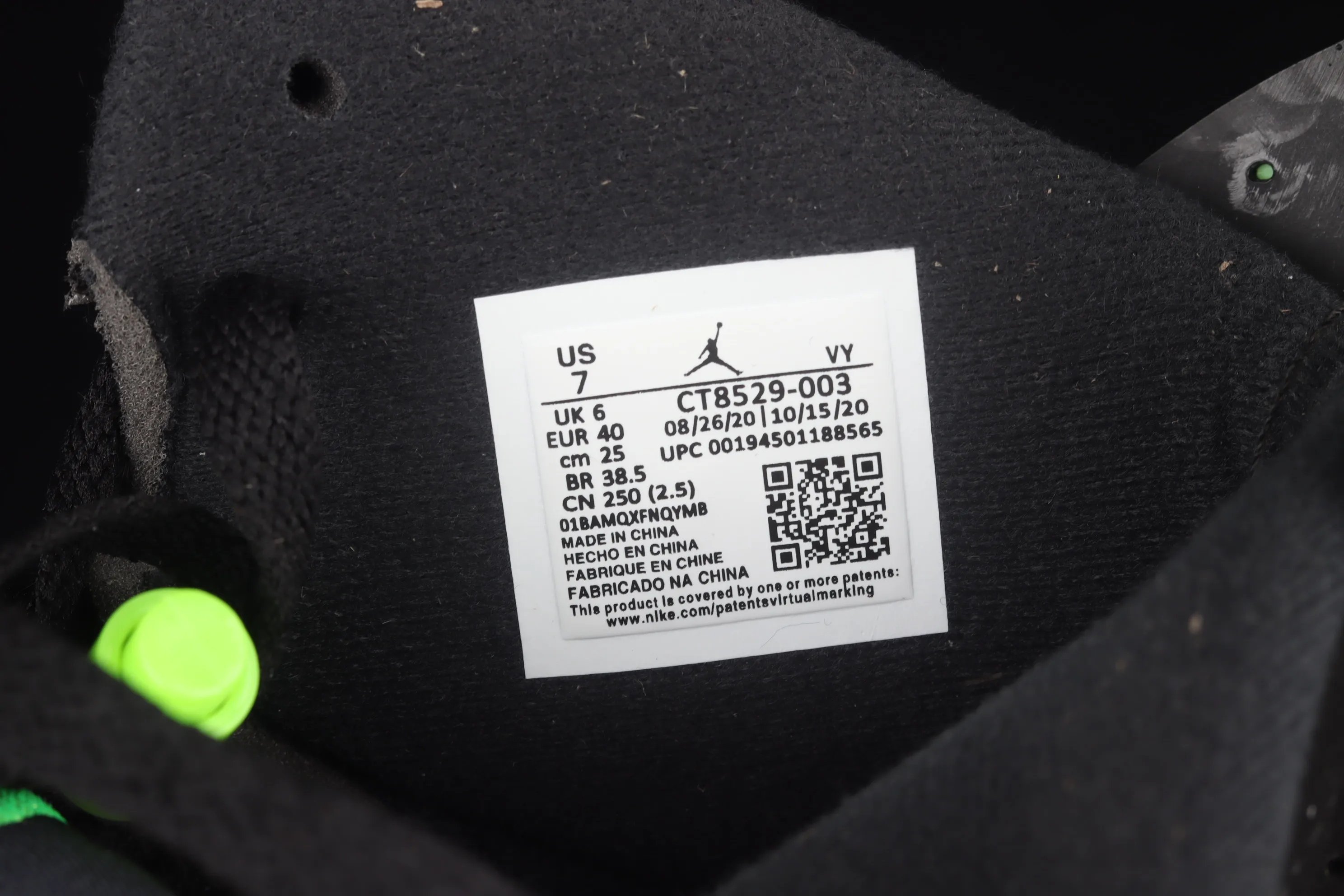 All categories Air Jordan Jordan series basketball shoes Air Jordan 6 Air Jordan 6 "Electric Green" AJ6 Joe 6 black and green CT8529-003